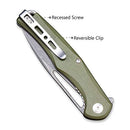 SENCUT CITIUS Flipper & Manual Thumb Knife OD Green G10 Handle (3.3" Gray Stonewashed 9Cr18MoV Blade) SA01A - SENCUT