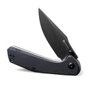 SENCUT Actium Flipper & Thumb Stud Knife Black G10 Handle (3.46" Black Stonewashed D2 Blade) SA02C