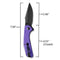 SENCUT Actium Flipper & Thumb Stud Knife Purple G10 Handle (3.46" Black Stonewashed D2 Blade) SA02D - SENCUT