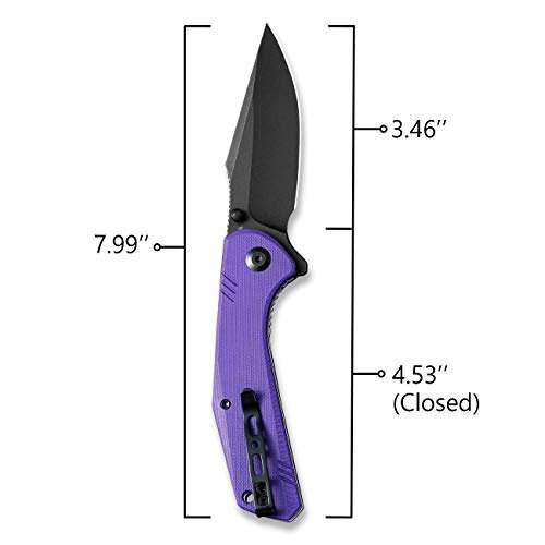 SENCUT Actium Flipper & Thumb Stud Knife Purple G10 Handle (3.46" Black Stonewashed D2 Blade) SA02D - SENCUT