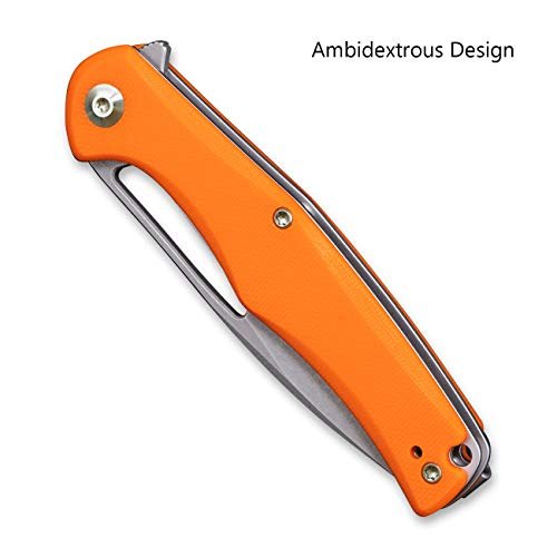 SENCUT CITIUS Flipper & Manual Thumb Knife Orange G10 Handle (3.3" Gray Stonewashed 9Cr18MoV Blade) SA01C - SENCUT
