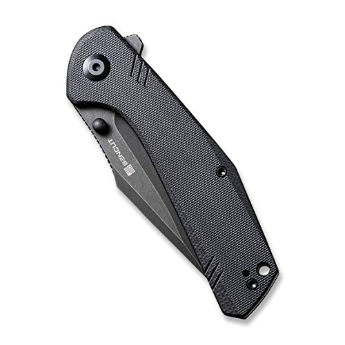 SENCUT Actium Flipper & Thumb Stud Knife Black G10 Handle (3.46" Black Stonewashed D2 Blade) SA02C