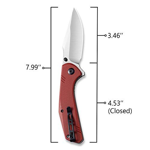 SENCUT Actium Flipper & Thumb Stud Knife Burgundy G10 Handle (3.46" Satin D2 Blade) SA02A - SENCUT