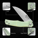 SENCUT Watauga Flipper & Button Lock Knife Natural G10 Handle (3.48" Stonewashed D2 Blade) S21011-3 - SENCUT