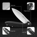 SENCUT San Angelo Flipper Knife Black G10 Handle (3.48" Satin 9Cr18MoV Blade) S21003-1 - SENCUT