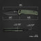 SENCUT Sachse Flipper & Button Lock & Thumb Stud Knife Green Micarta Handle (3.47" Black Stonewashed 9Cr18MoV Blade) S21007-2