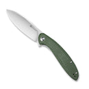 SENCUT San Angelo Flipper Knife Green Micarta Handle (3.48" Satin 9Cr18MoV Blade) S21003-3 - SENCUT