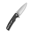 SENCUT Sachse Flipper & Button Lock & Thumb Stud Knife Black Micarta Handle (3.47" Satin Finished 9Cr18MoV Blade) S21007-1