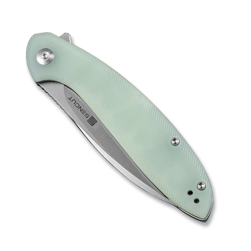 SENCUT San Angelo Flipper Knife Natural G10 Handle (3.48" Satin 9Cr18MoV Blade) S21003-2 - SENCUT