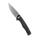 SENCUT Crowley Flipper & Button Lock & Thumb Stud Knife Black Micarta Handle (3.48" Stonewashed D2 Blade) S21012-2 - SENCUT