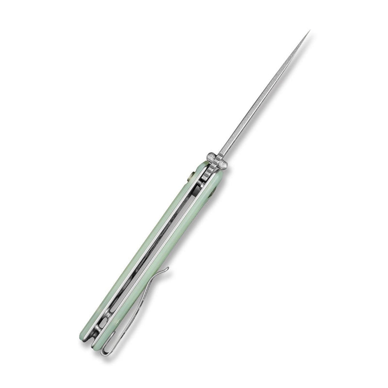SENCUT Crowley Flipper & Button Lock & Thumb Stud Knife Natural G10 Handle (3.48" Stonewashed D2 Blade) S21012-1 - SENCUT