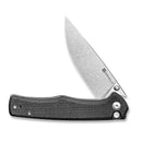 SENCUT Crowley Flipper & Button Lock & Thumb Stud Knife Black Micarta Handle (3.48" Stonewashed D2 Blade) S21012-2 - SENCUT