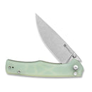 SENCUT Crowley Flipper & Button Lock & Thumb Stud Knife Natural G10 Handle (3.48" Stonewashed D2 Blade) S21012-1 - SENCUT