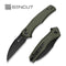 SENCUT Watauga Flipper & Button Lock Knife Dark Green Canvas Micarta Handle (3.48" Black Stonewashed D2 Blade) S21011-2