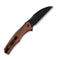 SENCUT Watauga Flipper & Button Lock Knife Cuibourtia Wood Handle (3.48" Black Stonewashed D2 Blade) S21011-4 - SENCUT