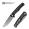 SENCUT Crowley Flipper & Button Lock & Thumb Stud Knife Black Micarta Handle (3.48" Stonewashed D2 Blade) S21012-2 - SENCUT