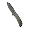 SENCUT Fritch Flipper & Thumb Stud Knife Green Canvas Micarta Handle (2.99" Black Stonewashed 9Cr18MoV Blade) S22014-1