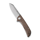 SENCUT Fritch Flipper & Thumb Stud Knife Dark Brown Matrix Micarta Handle (2.99" Stonewashed 9Cr18MoV Blade) S22014-3