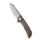 SENCUT Fritch Flipper & Thumb Stud Knife Dark Brown Matrix Micarta Handle (2.99" Stonewashed 9Cr18MoV Blade) S22014-3