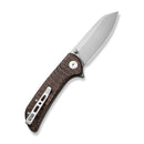 SENCUT Fritch Flipper & Thumb Stud Knife Dark Brown Matrix Micarta Handle (2.99" Stonewashed 9Cr18MoV Blade) S22014-3