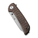 SENCUT Fritch Flipper & Thumb Stud Knife Dark Brown Matrix Micarta Handle (2.99" Stonewashed 9Cr18MoV Blade) S22014-3