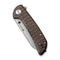 SENCUT Fritch Flipper & Thumb Stud Knife Dark Brown Matrix Micarta Handle (2.99" Stonewashed 9Cr18MoV Blade) S22014-3