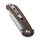 SENCUT Fritch Flipper & Thumb Stud Knife Dark Brown Matrix Micarta Handle (2.99" Stonewashed 9Cr18MoV Blade) S22014-3