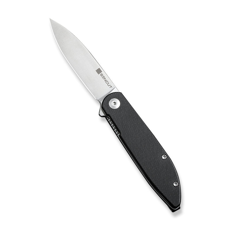 SENCUT Bocll II Flipper Knife Black G10 Handle (2.96" Satin Finished D2 Blade) S22019-1 - SENCUT