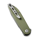 SENCUT Bocll II Flipper Knife OD Green G10 Handle (2.96" Gray Stonewashed D2 Blade) S22019-4 - SENCUT