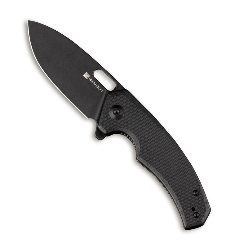 SENCUT Acumen Flipper & Manual Thumb Knife Black G10 Handle (2.98" Black Stonewashed 9Cr18MoV Blade) SA06A - SENCUT