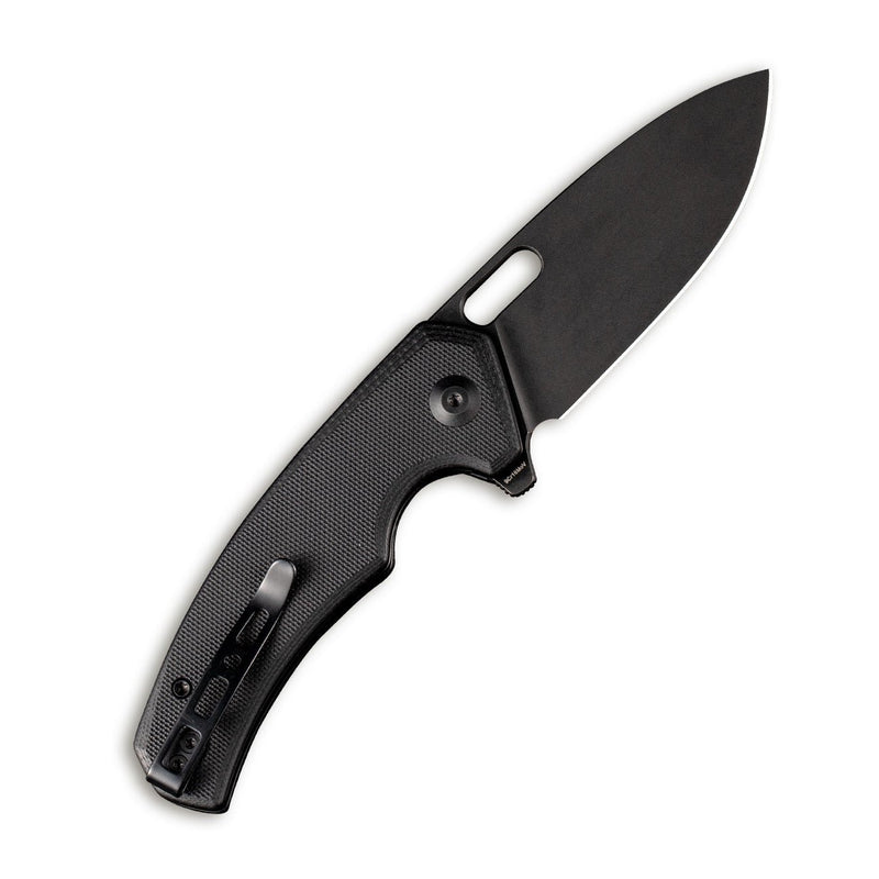 SENCUT Acumen Flipper & Manual Thumb Knife Black G10 Handle (2.98" Black Stonewashed 9Cr18MoV Blade) SA06A - SENCUT
