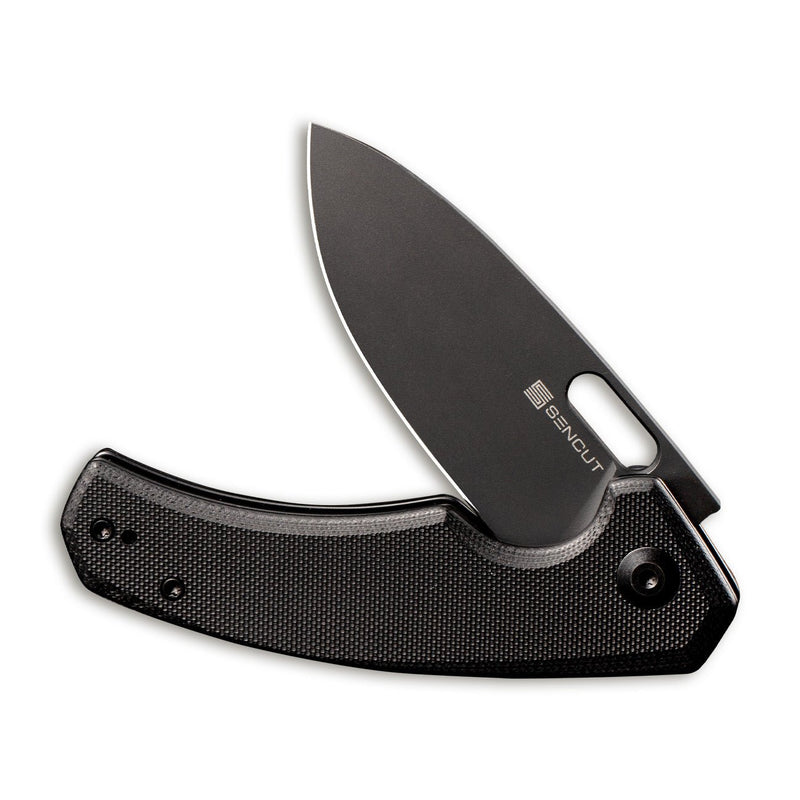 SENCUT Acumen Flipper & Manual Thumb Knife Black G10 Handle (2.98" Black Stonewashed 9Cr18MoV Blade) SA06A - SENCUT