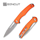 SENCUT CITIUS Flipper & Manual Thumb Knife Orange G10 Handle (3.3" Gray Stonewashed 9Cr18MoV Blade) SA01C - SENCUT