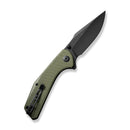 SENCUT Actium Flipper & Thumb Stud Knife OD Green G10 Handle (3.46" Black Stonewashed D2 Blade) SA02E - SENCUT