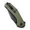 SENCUT Actium Flipper & Thumb Stud Knife OD Green G10 Handle (3.46" Black Stonewashed D2 Blade) SA02E - SENCUT