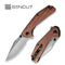 SENCUT Actium Flipper & Thumb Stud Knife Cuibourtia Wood Handle (3.46" Gray Stonewashed D2 Blade) SA02F - SENCUT