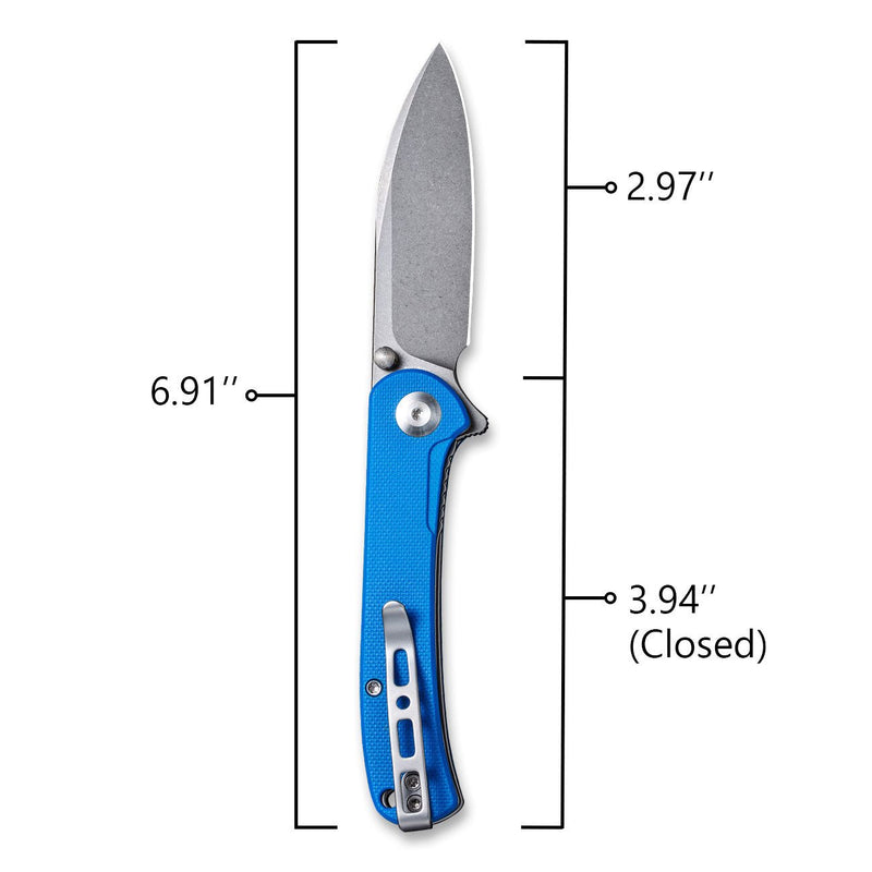 SENCUT Scepter Flipper &Thumb Stud Knife Blue G10 Handle (2.97 Stonewashed 9Cr18MoV Blade) SA03A - SENCUT