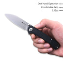 SENCUT Scepter Flipper &Thumb Stud Knife Black G10 Handle (2.97 Stonewashed 9Cr18MoV Blade) SA03B - SENCUT