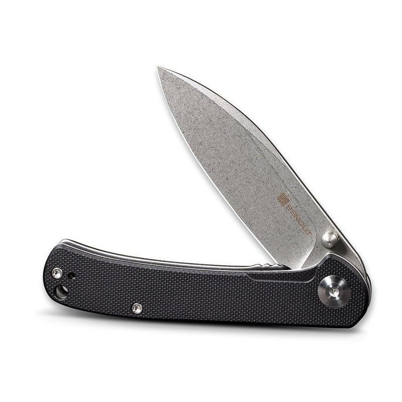SENCUT Scepter Flipper &Thumb Stud Knife Black G10 Handle (2.97 Stonewashed 9Cr18MoV Blade) SA03B - SENCUT