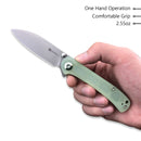 SENCUT Scepter Flipper &Thumb Stud Knife Natural G10 Handle (2.97 Stonewashed 9Cr18MoV Blade) SA03C - SENCUT