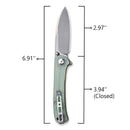 SENCUT Scepter Flipper &Thumb Stud Knife Natural G10 Handle (2.97 Stonewashed 9Cr18MoV Blade) SA03C - SENCUT