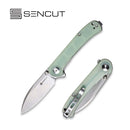 SENCUT Scepter Flipper &Thumb Stud Knife Natural G10 Handle (2.97 Stonewashed 9Cr18MoV Blade) SA03C - SENCUT