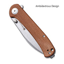 SENCUT Scepter Flipper &Thumb Stud Knife Brown Micarta Handle (2.97 Stonewashed 9Cr18MoV Blade) SA03D - SENCUT