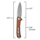 SENCUT Scepter Flipper &Thumb Stud Knife Brown Micarta Handle (2.97 Stonewashed 9Cr18MoV Blade) SA03D - SENCUT