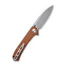 SENCUT Scepter Flipper &Thumb Stud Knife Brown Micarta Handle (2.97 Stonewashed 9Cr18MoV Blade) SA03D - SENCUT