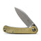 SENCUT Scepter Flipper &Thumb Stud Knife Olive Micarta Handle (2.97 Stonewashed 9Cr18MoV Blade) SA03E - SENCUT