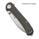 SENCUT Scepter Flipper &Thumb Stud Knife Dark Green Micarta Handle (2.97 Stonewashed 9Cr18MoV Blade) SA03F - SENCUT