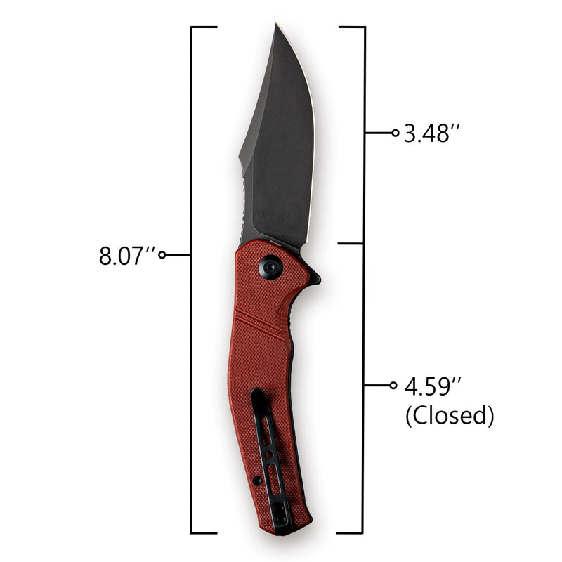 SENCUT Episode Flipper Knife Burgundy G10 Handle (3.48" Black Stonewashed 9Cr18MoV Blade) SA04A - SENCUT