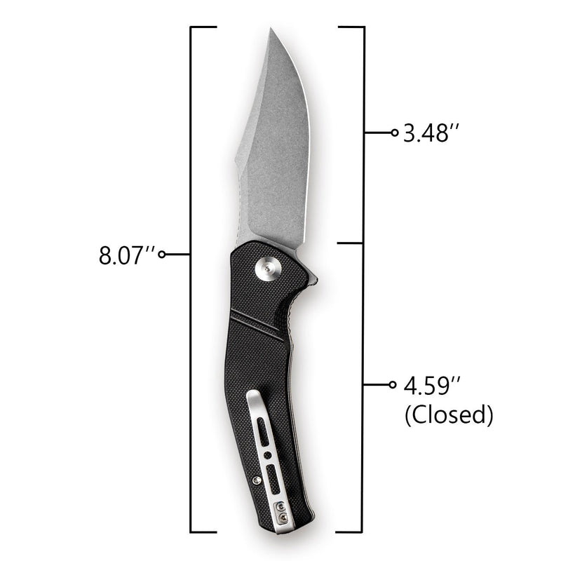 SENCUT Episode Flipper Knife Black G10 Handle (3.48" Stonewashed 9Cr18MoV Blade) SA04B - SENCUT