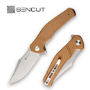 SENCUT Episode Flipper Knife Brown Micarta Handle (3.48" Stonewashed 9Cr18MoV Blade) SA04D - SENCUT